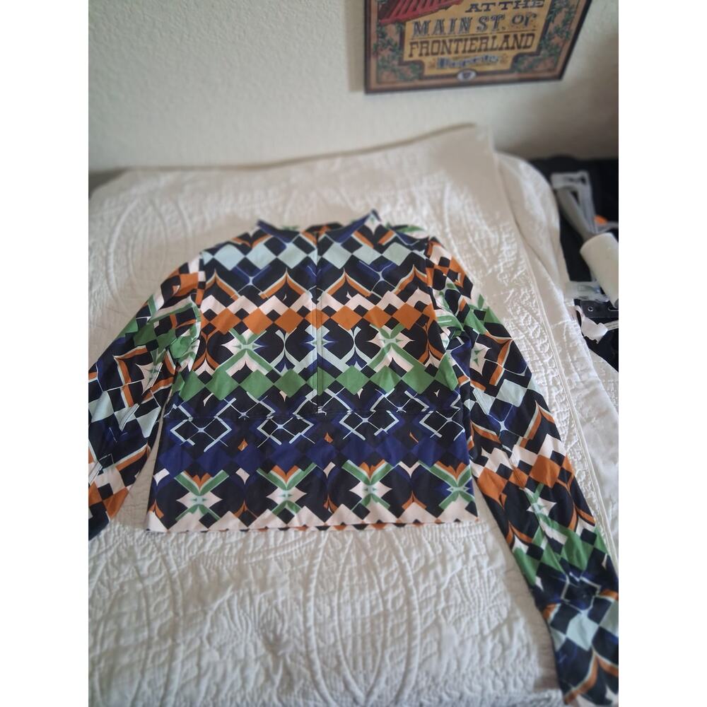 NWT Daily Practice by Anthropologie geometric printed zip-up top Size M - Picture 3 of 9